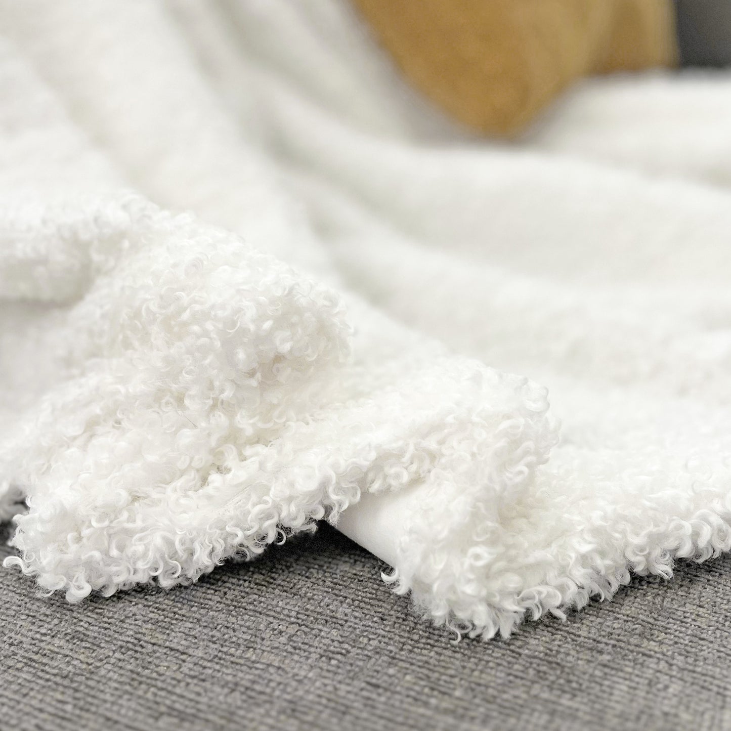 The Mood Teddy Faux Fur Throw, 50x60 in., Pearl