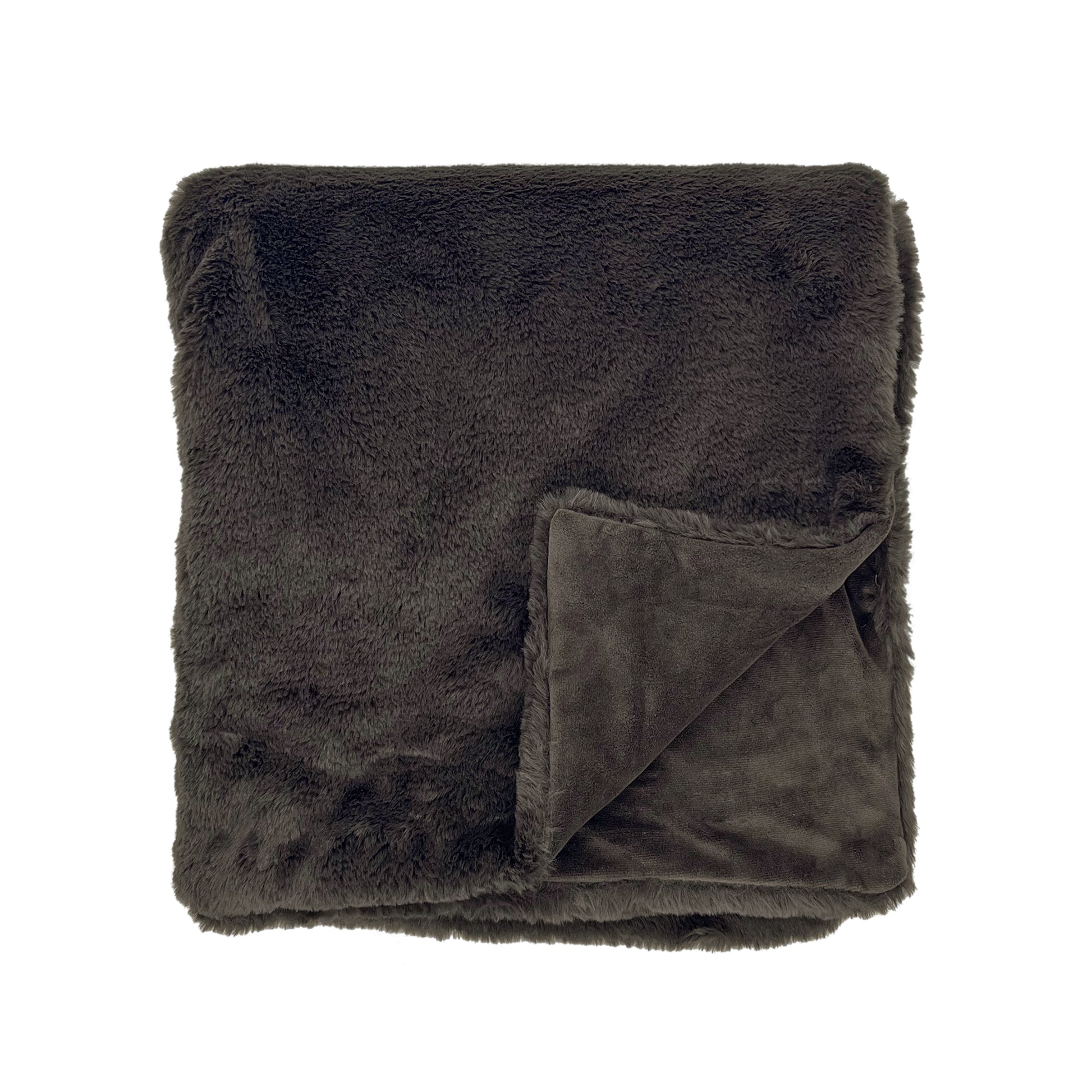 The Mood Rex Faux Fur Throw, 50x60 in., Espresso