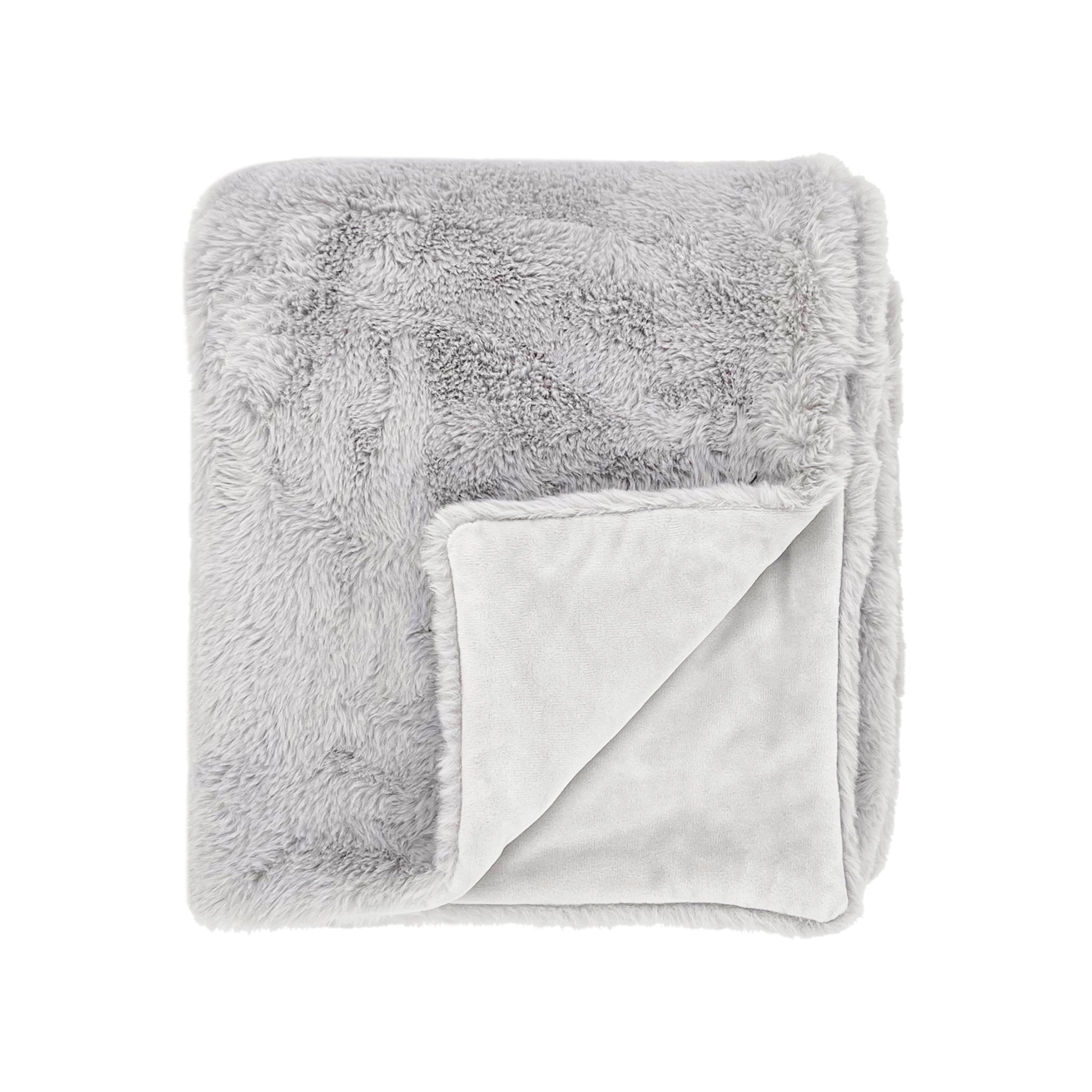 The Mood Rex Faux Fur Throw, 50x60 in., Light Gray