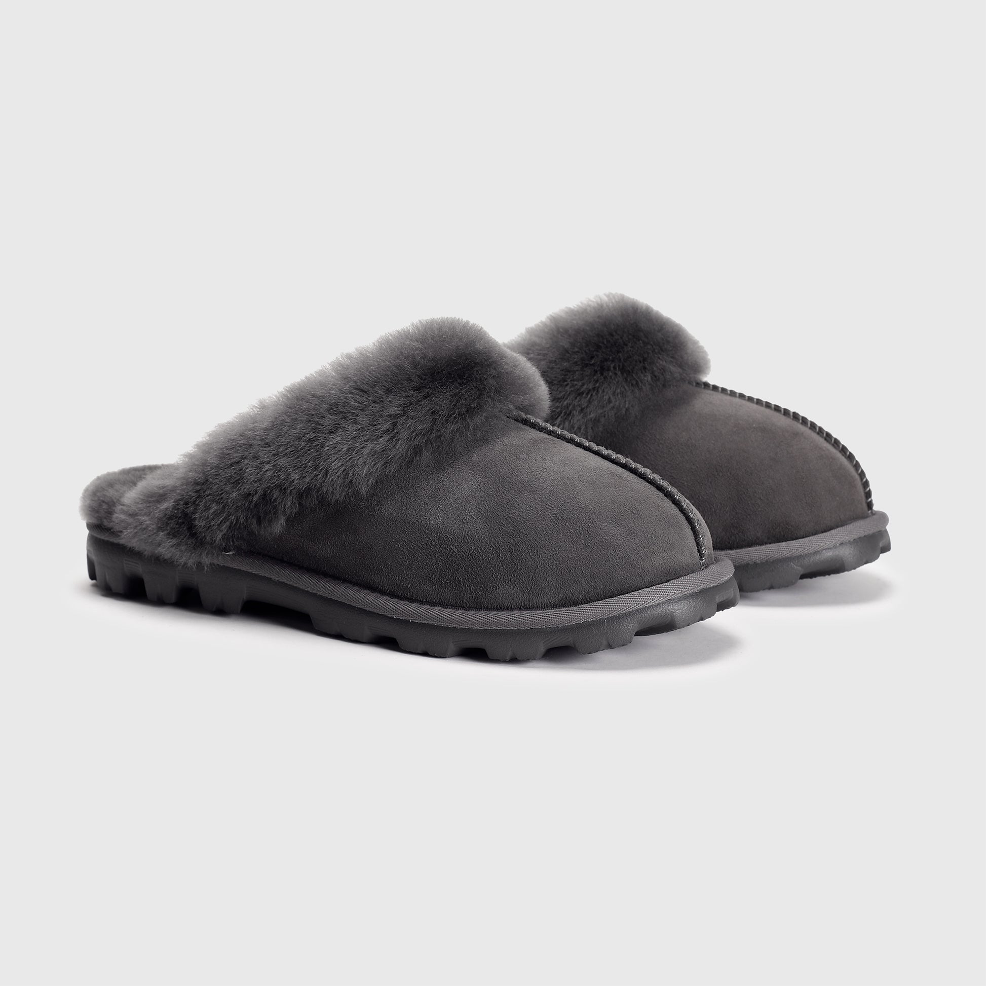 Cozie Steps Women's Anna Shearling Scuff Slippers, Gray