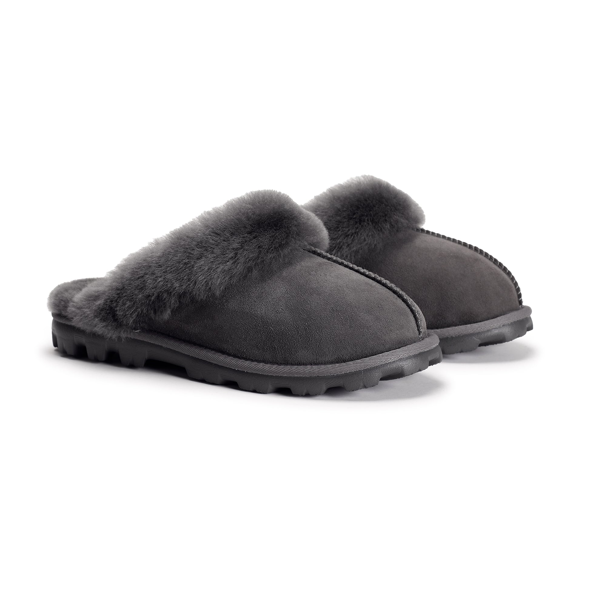 Cozie Steps Women's Anna Shearling Scuff Slippers, Gray