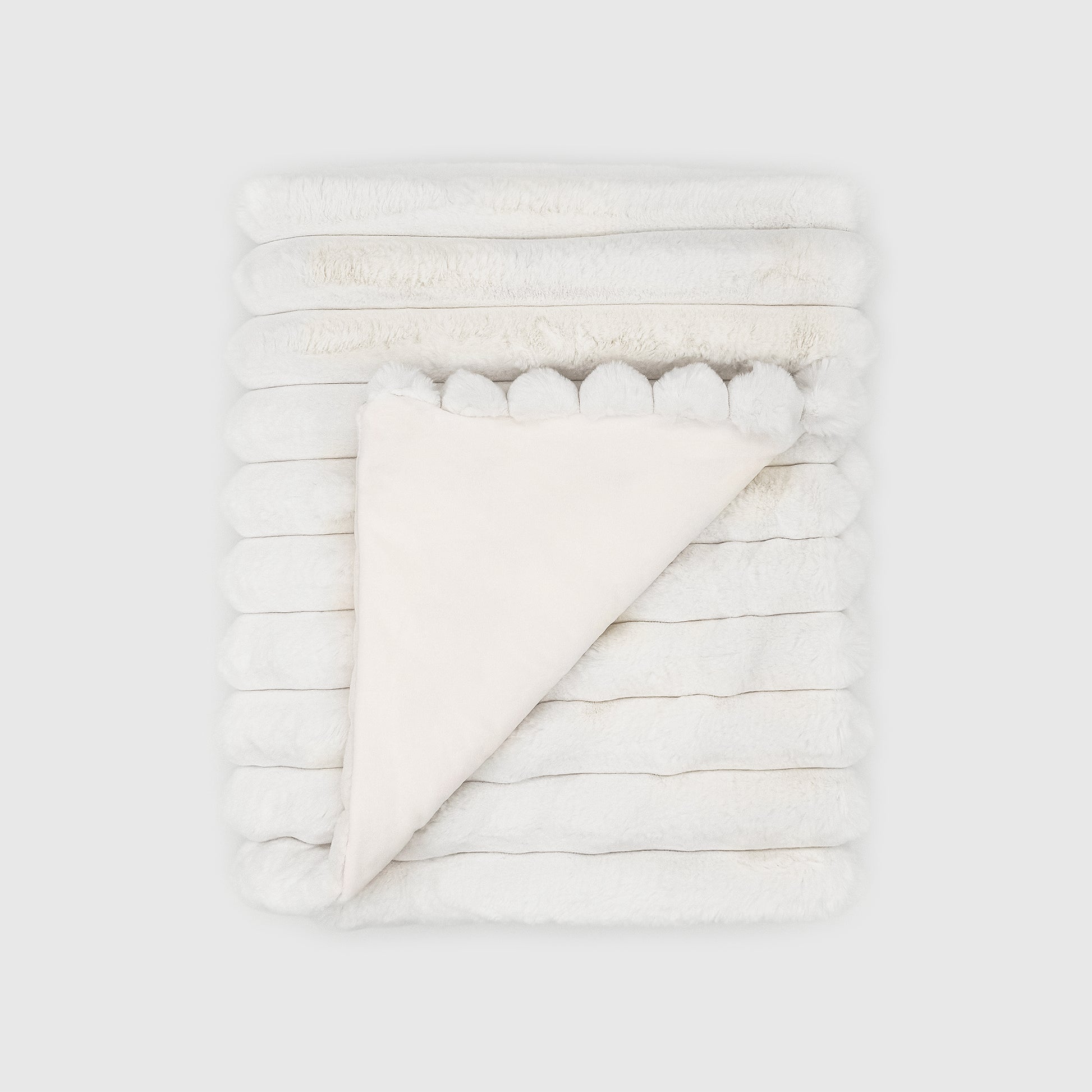 The Mood Puffy Faux Fur Throw, 50x60 in. White