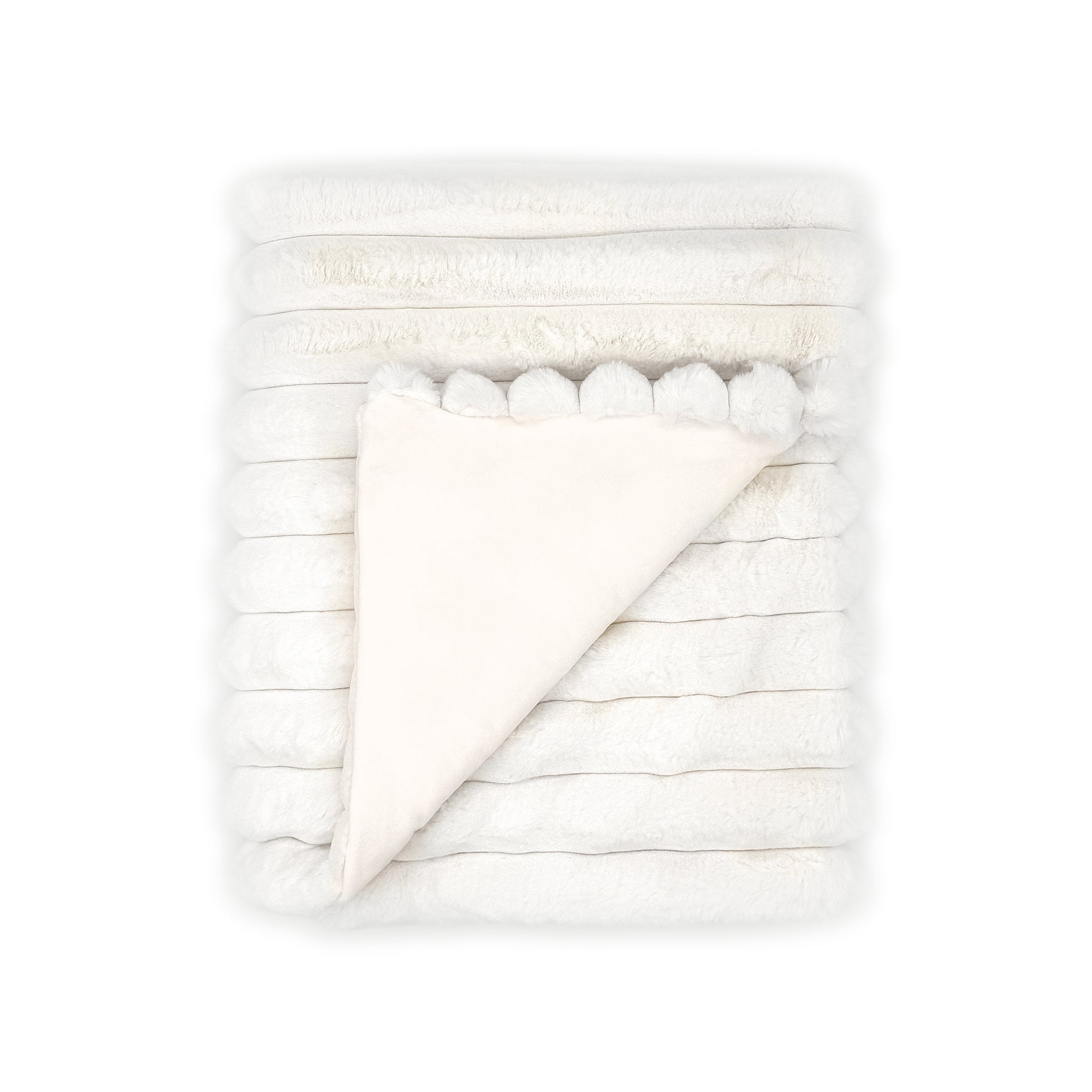 The Mood Puffy Faux Fur Throw, 50x60 in. White