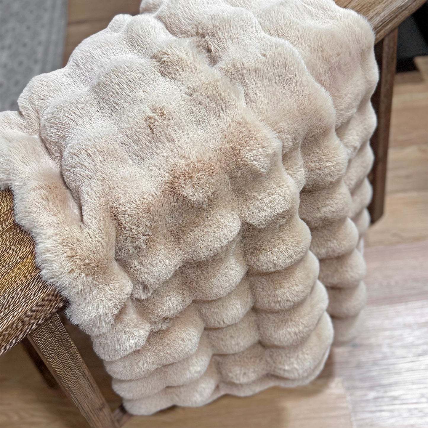 The Mood Cubby Faux Fur Throw, 50x60 in., Sand